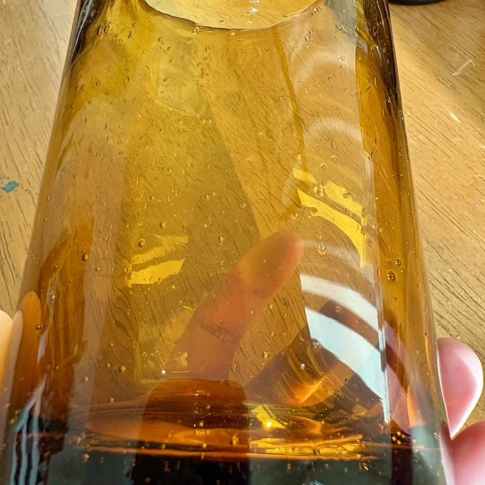 Vintage Pier‎ 1 hand blown amber glass rooster tumbler farmhouse set of 4